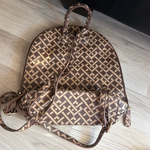 Brown Patterned Backpack - Picture 2 of 2